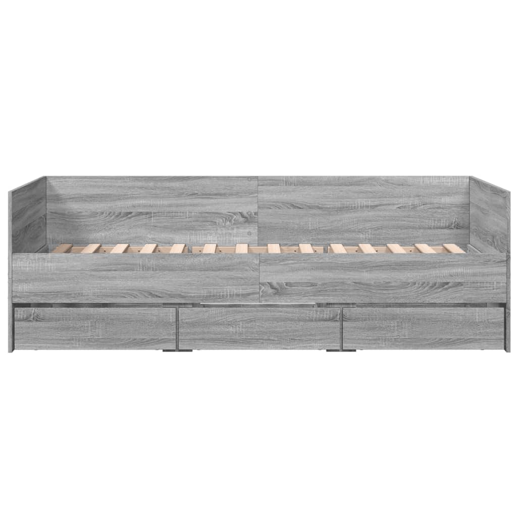 Daybed with Drawers without Mattress Grey Sonoma 100x200 cm - Bargainia.com - 