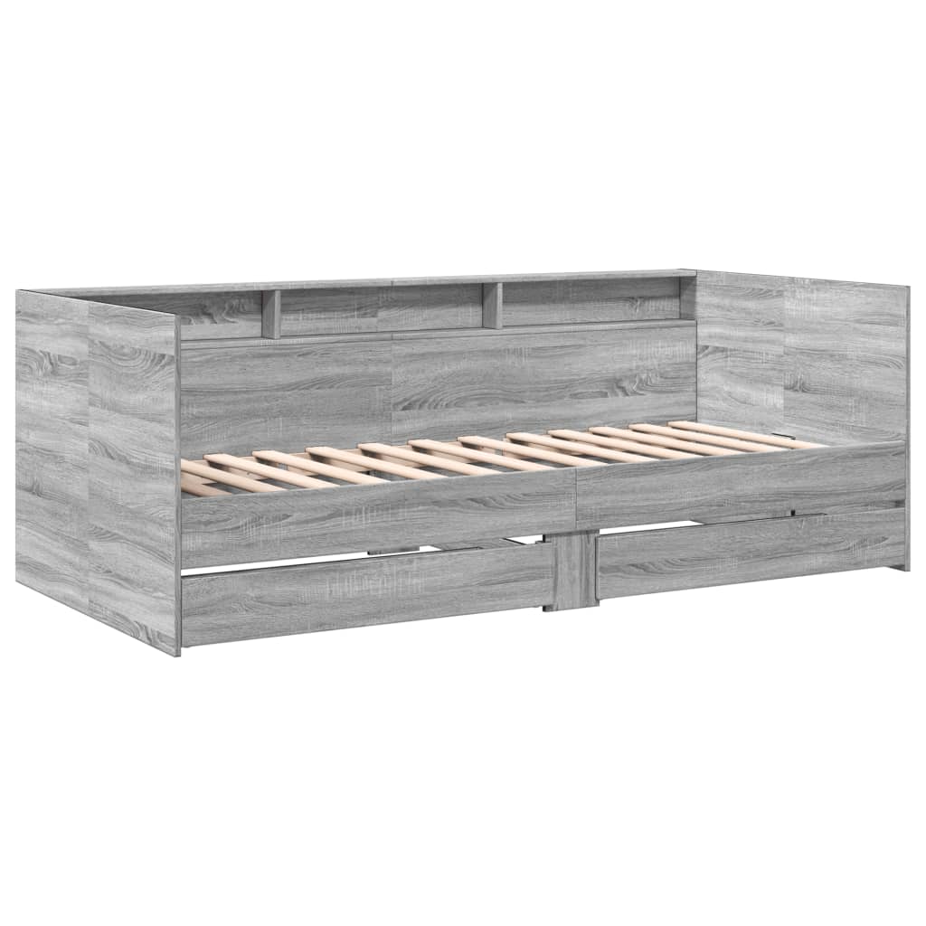 Daybed with Drawers without Mattress Grey Sonoma 100x200 cm - Bargainia.com - 