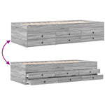 Daybed with Drawers without Mattress Grey Sonoma 100x200 cm - Bargainia.com - 