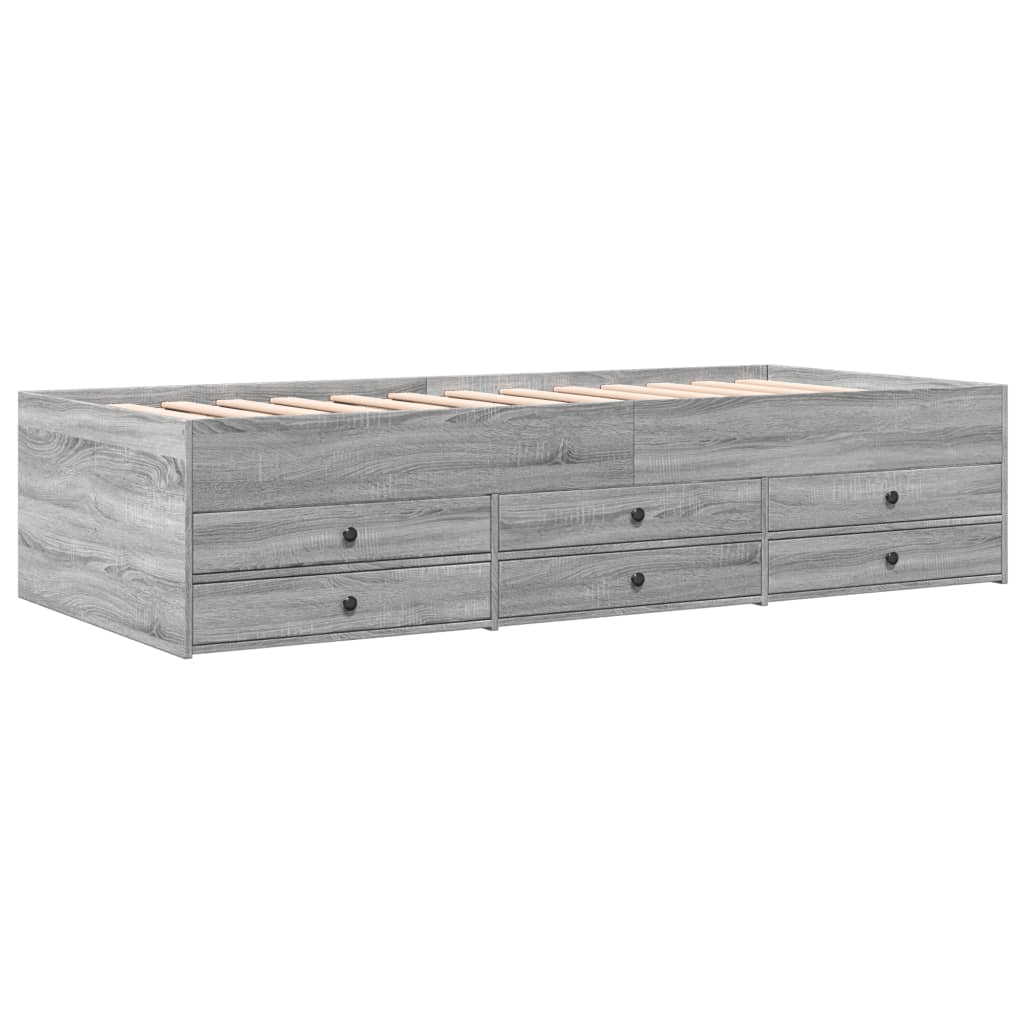 Daybed with Drawers without Mattress Grey Sonoma 100x200 cm - Bargainia.com - 