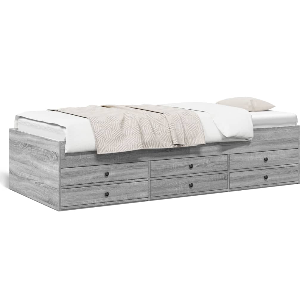 Daybed with Drawers without Mattress Grey Sonoma 100x200 cm - Bargainia.com - 