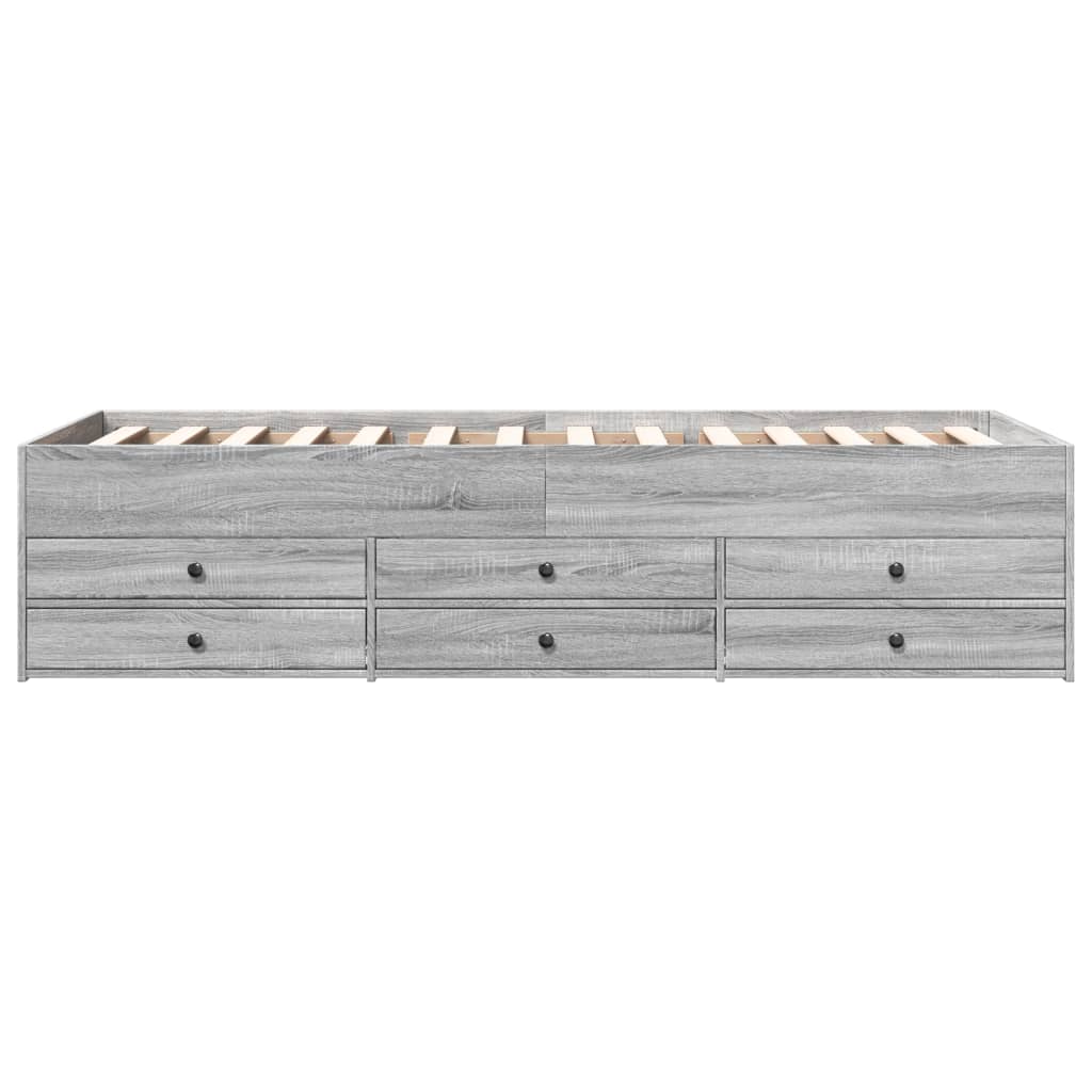 Daybed with Drawers without Mattress Grey Sonoma 100x200 cm - Bargainia.com - 