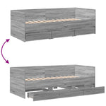 Daybed with Drawers without Mattress Grey Sonoma 75x190 cm Small Single - Bargainia.com - 