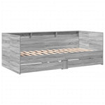 Daybed with Drawers without Mattress Grey Sonoma 75x190 cm Small Single - Bargainia.com - 