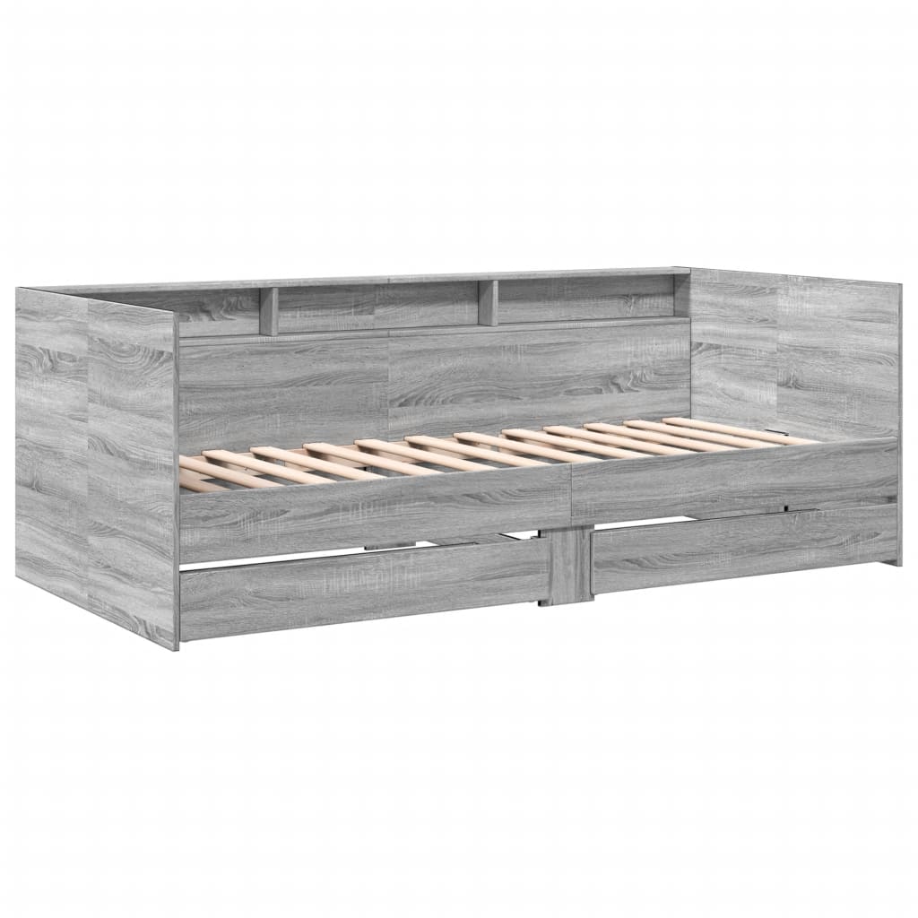 Daybed with Drawers without Mattress Grey Sonoma 75x190 cm Small Single - Bargainia.com - 