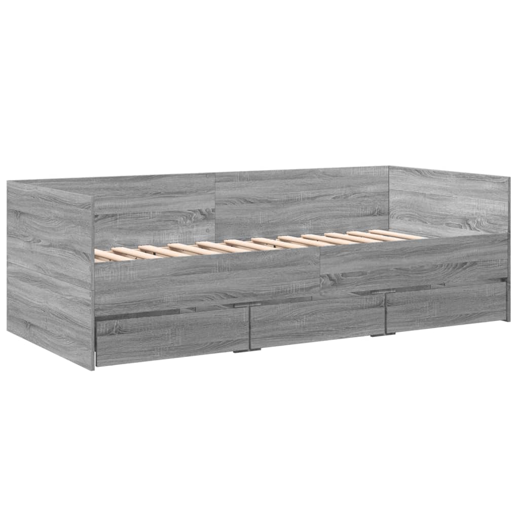 Daybed with Drawers without Mattress Grey Sonoma 90x200 cm - Bargainia.com - 