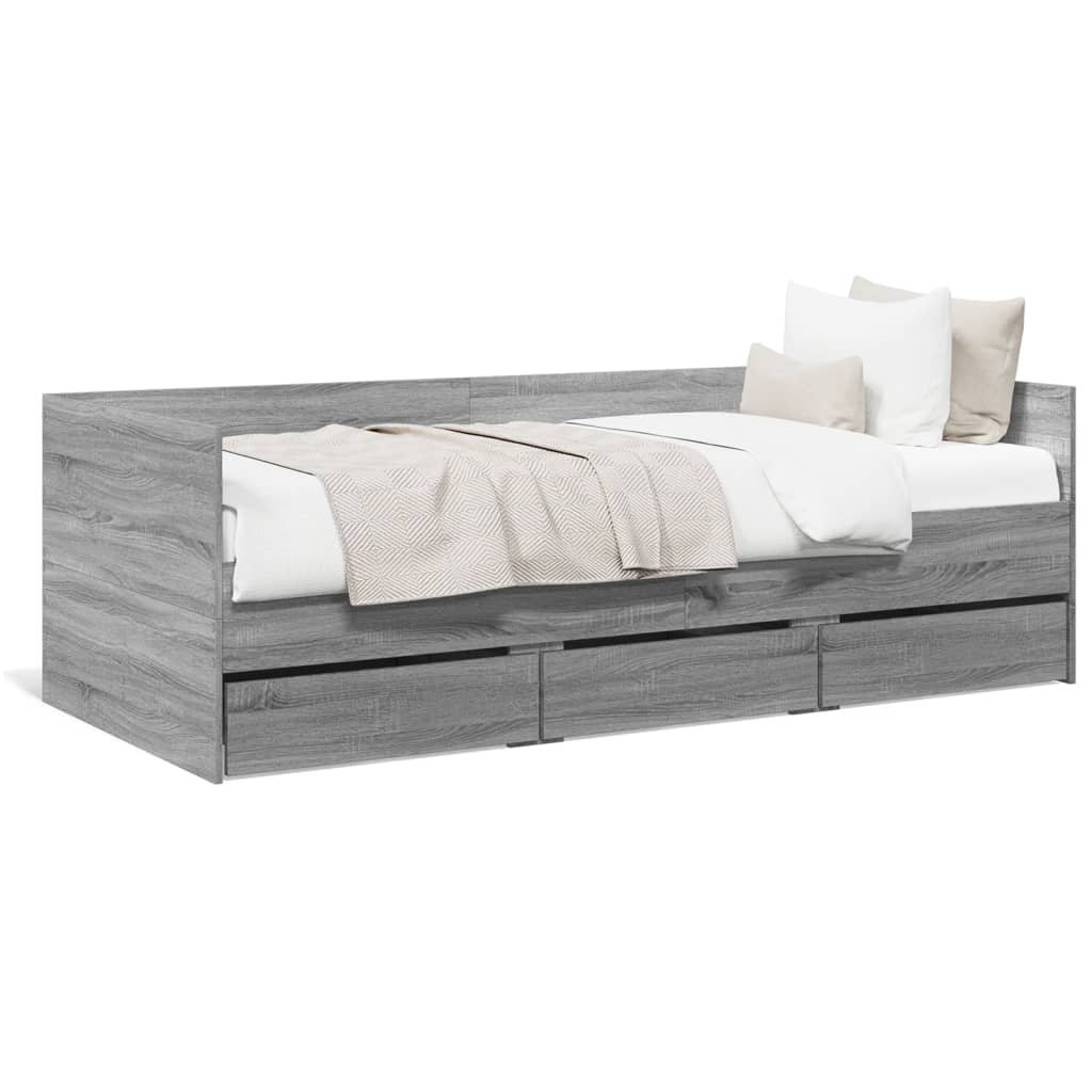 Daybed with Drawers without Mattress Grey Sonoma 90x200 cm - Bargainia.com - 