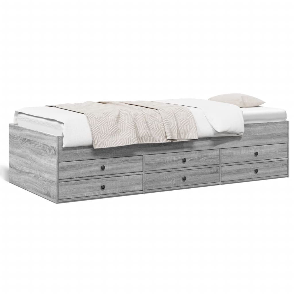 Daybed with Drawers without Mattress Grey Sonoma 90x200 cm - Bargainia.com - 