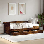 Daybed with Drawers without Mattress Smoked Oak 100x200 cm - Bargainia.com - 