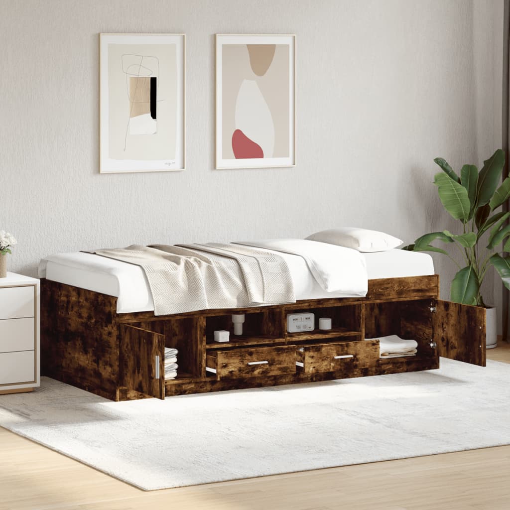 Daybed with Drawers without Mattress Smoked Oak 75x190 cm Small Single - Bargainia.com - 