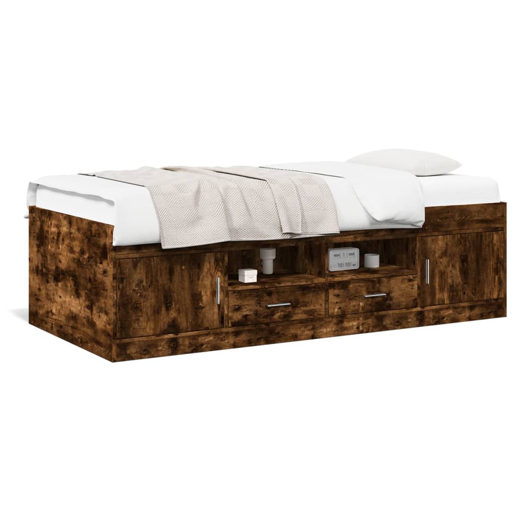 Daybed with Drawers without Mattress Smoked Oak 75x190 cm Small Single - Bargainia.com - 