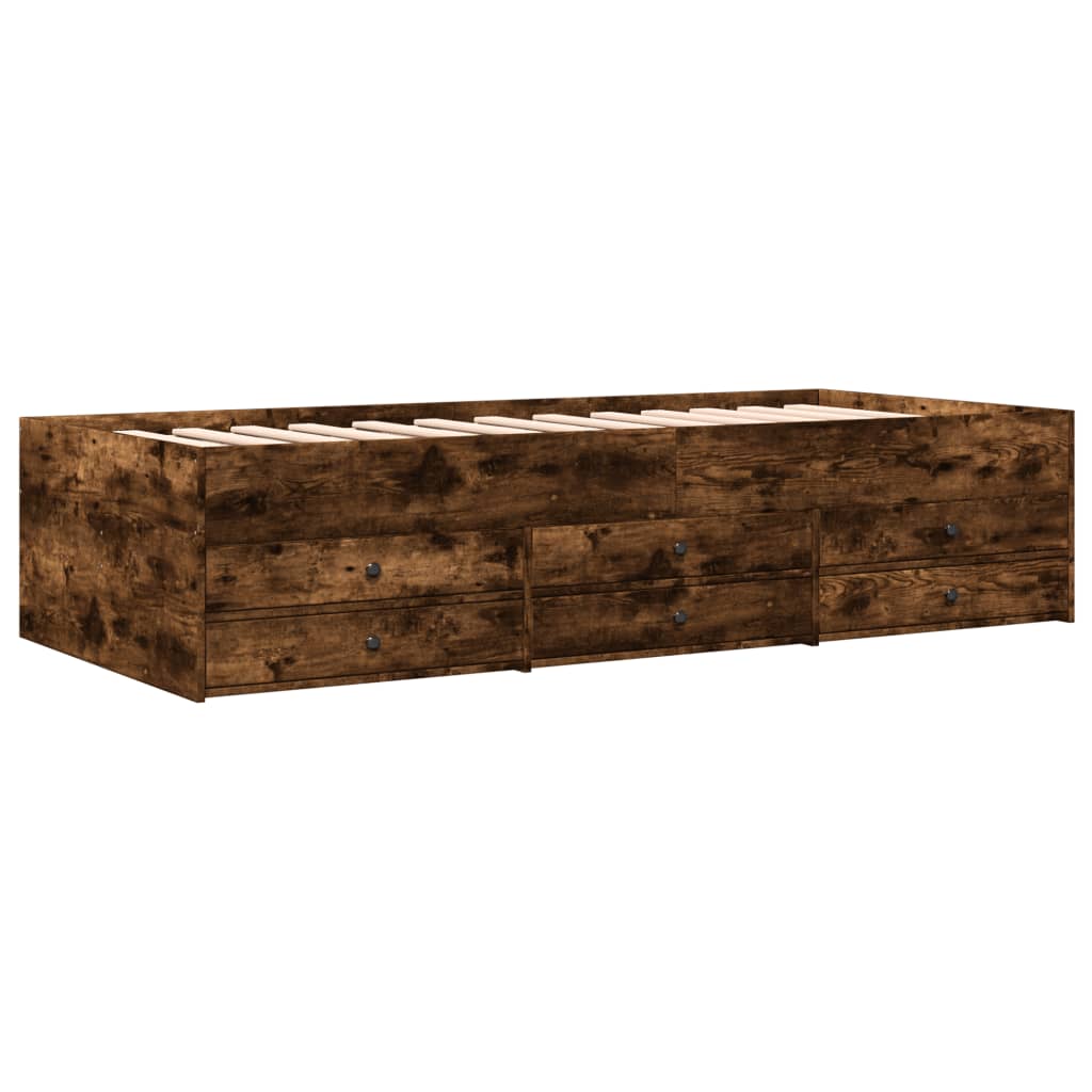 Daybed with Drawers without Mattress Smoked Oak 75x190 cm Small Single - Bargainia.com - 