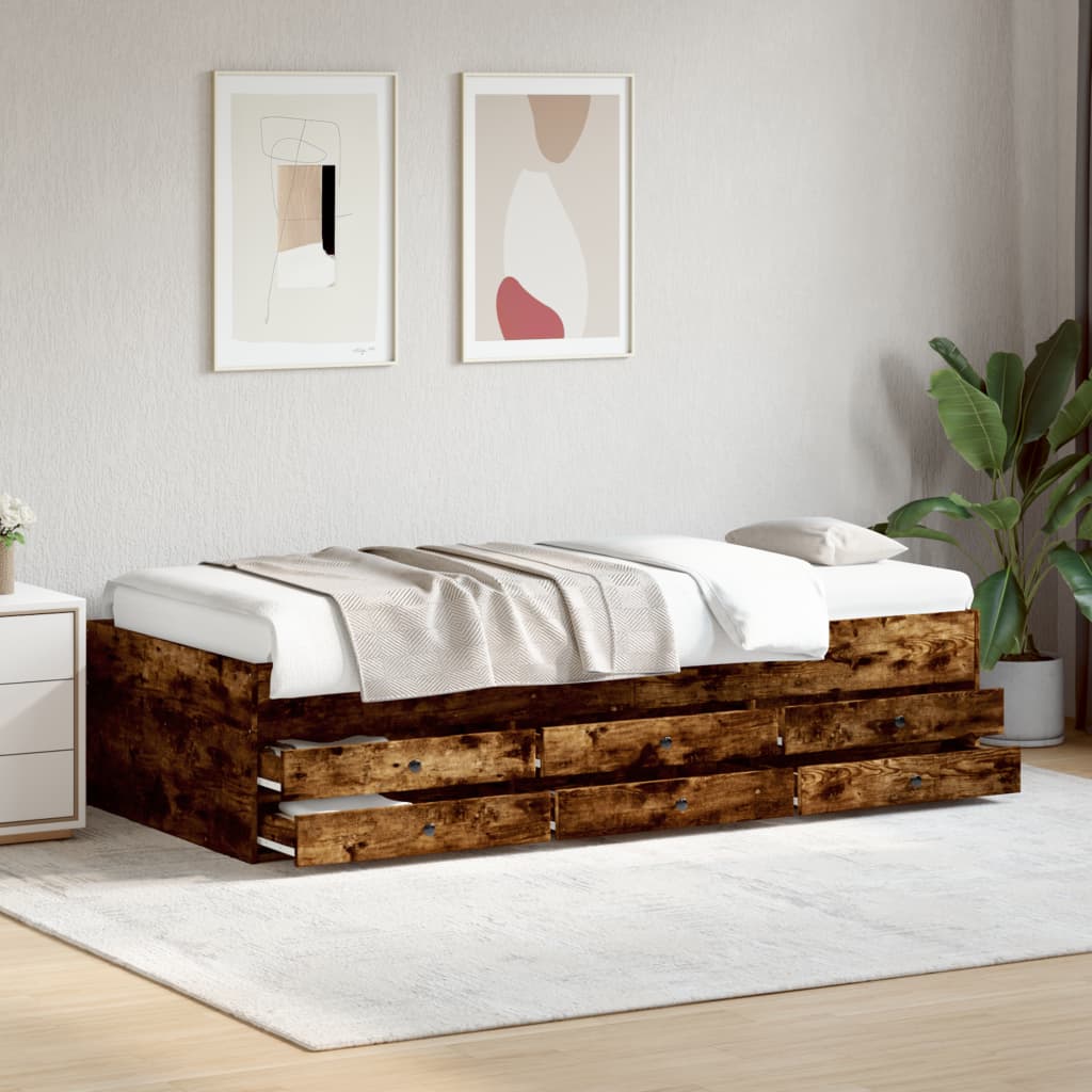 Daybed with Drawers without Mattress Smoked Oak 75x190 cm Small Single - Bargainia.com - 