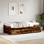 Daybed with Drawers without Mattress Smoked Oak 75x190 cm Small Single - Bargainia.com - 