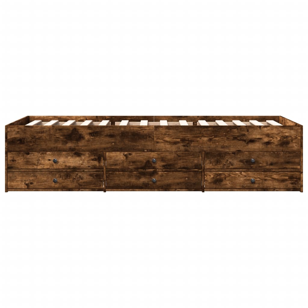 Daybed with Drawers without Mattress Smoked Oak 75x190 cm Small Single - Bargainia.com - 