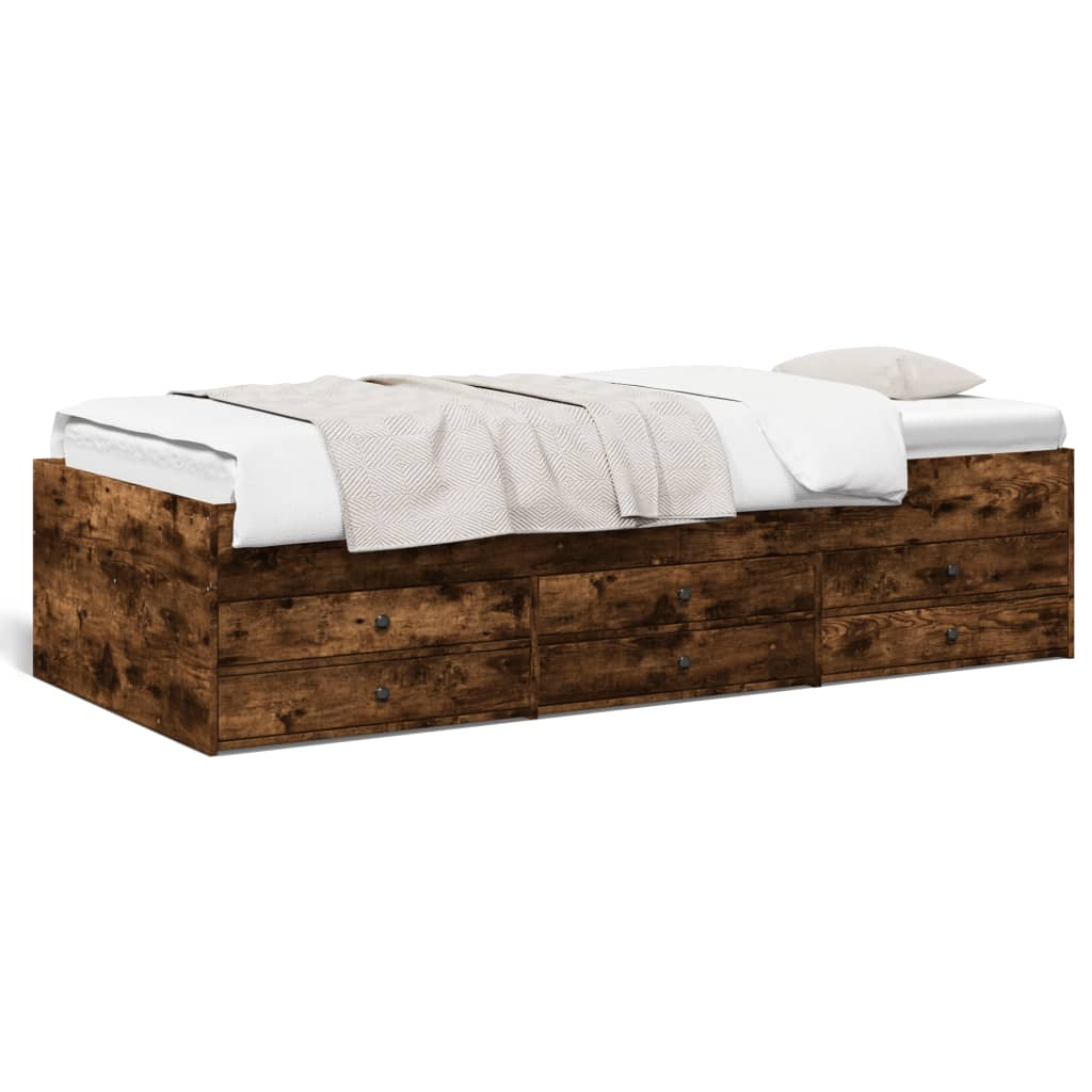 Daybed with Drawers without Mattress Smoked Oak 90x200 cm - Bargainia.com - 