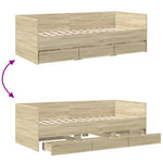 Daybed with Drawers without Mattress Sonoma Oak 100x200 cm - Bargainia.com - 