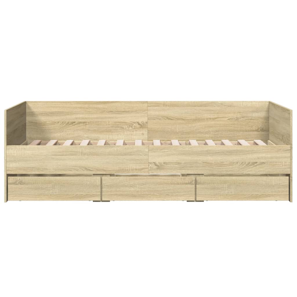 Daybed with Drawers without Mattress Sonoma Oak 100x200 cm - Bargainia.com - 