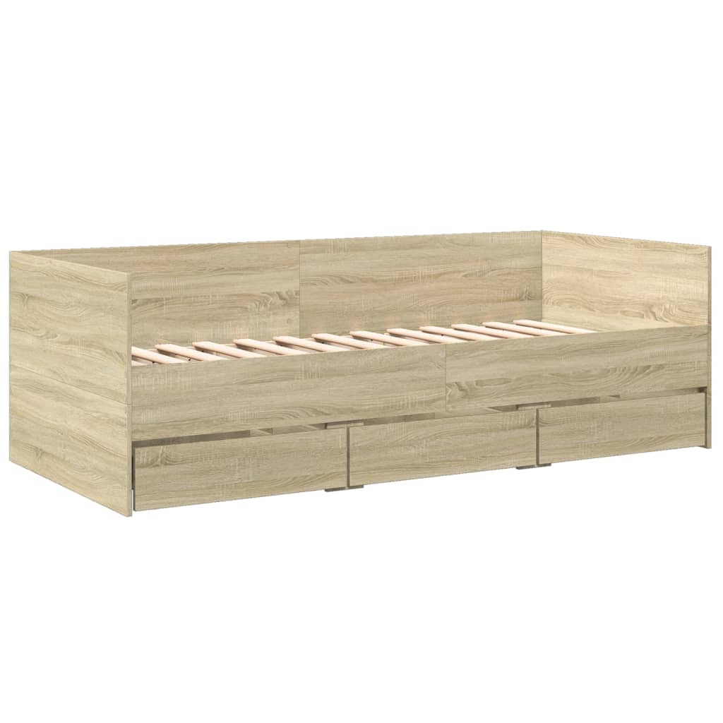 Daybed with Drawers without Mattress Sonoma Oak 100x200 cm - Bargainia.com - 
