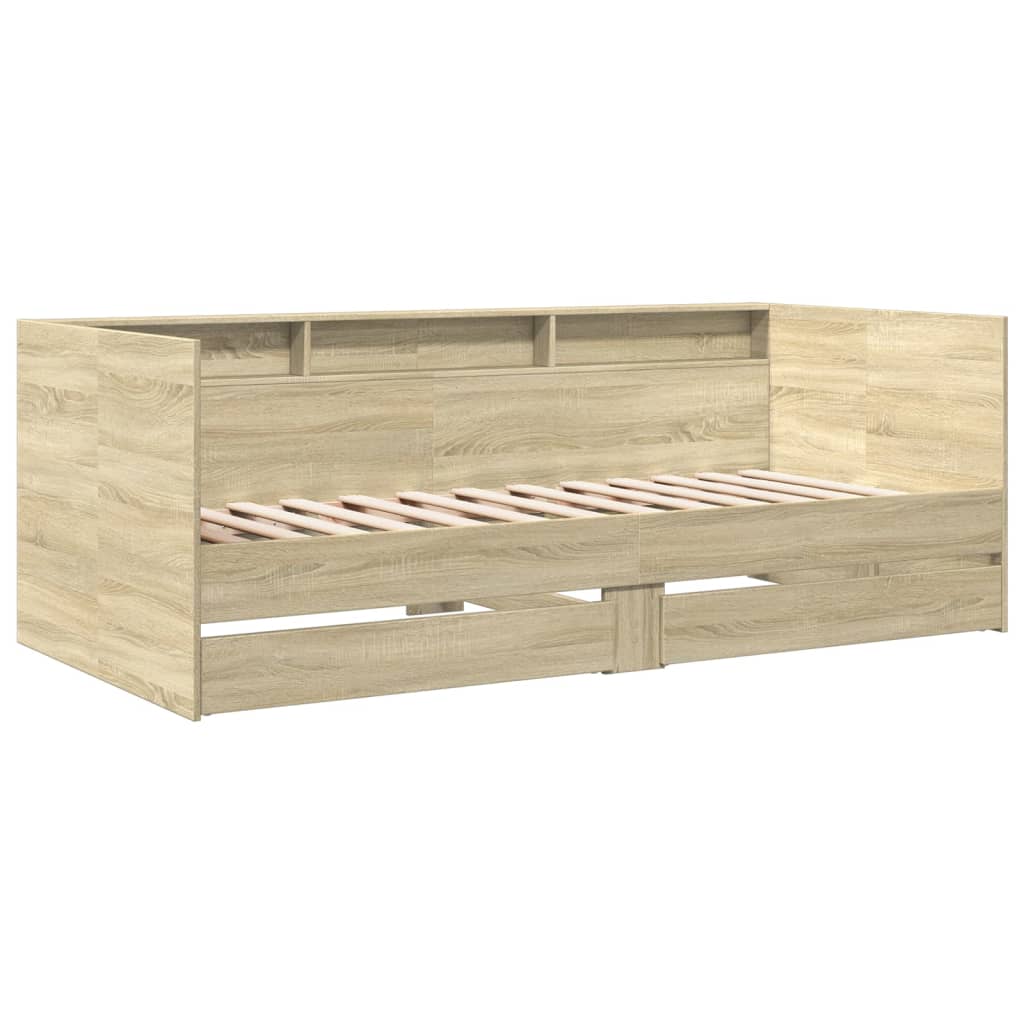 Daybed with Drawers without Mattress Sonoma Oak 100x200 cm - Bargainia.com - 