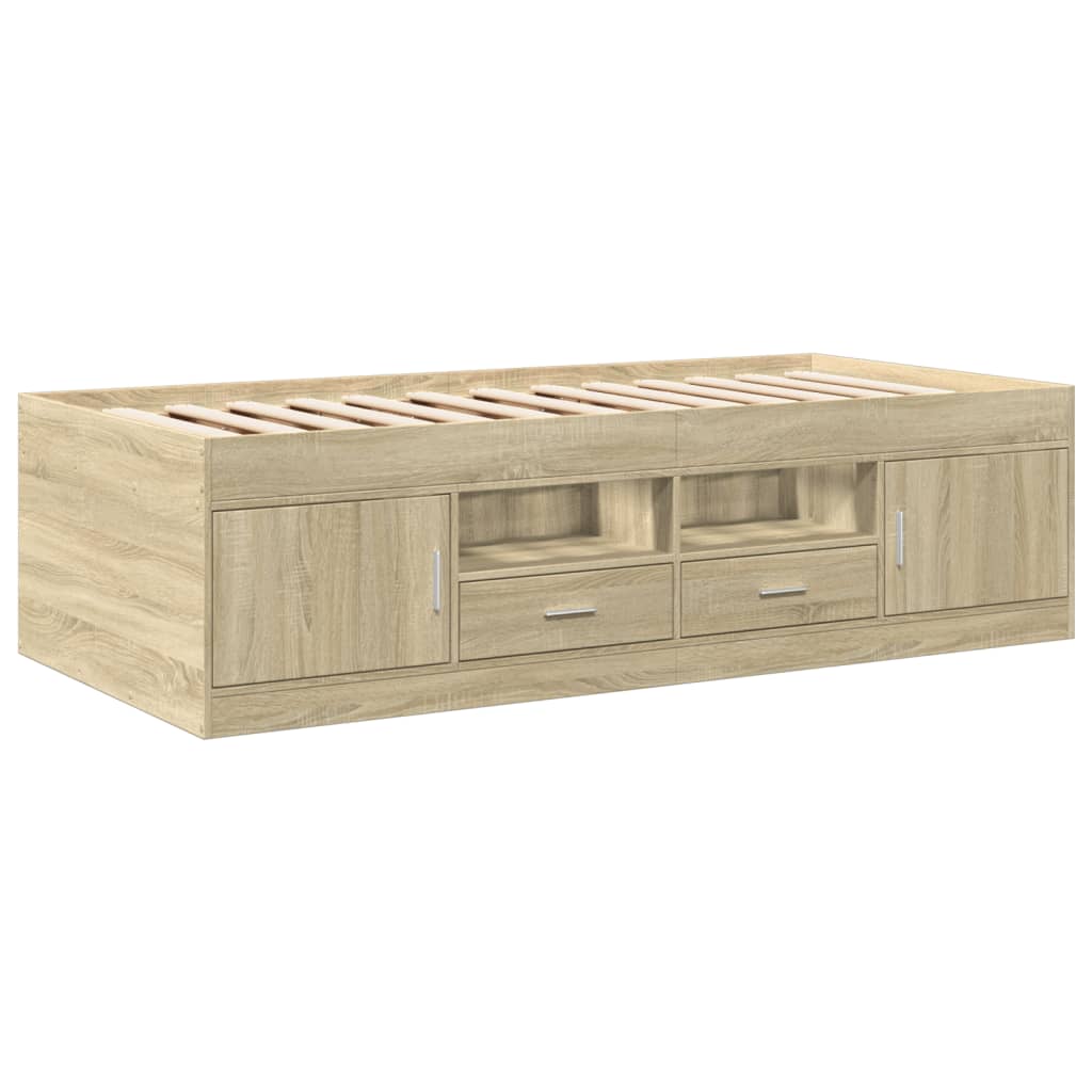 Daybed with Drawers without Mattress Sonoma Oak 90x200 cm - Bargainia.com - 