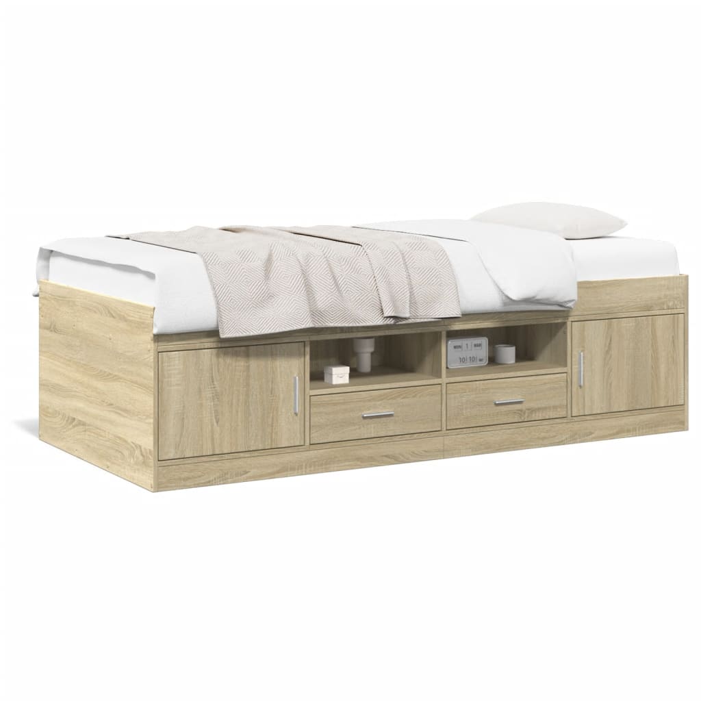 Daybed with Drawers without Mattress Sonoma Oak 90x200 cm - Bargainia.com - 