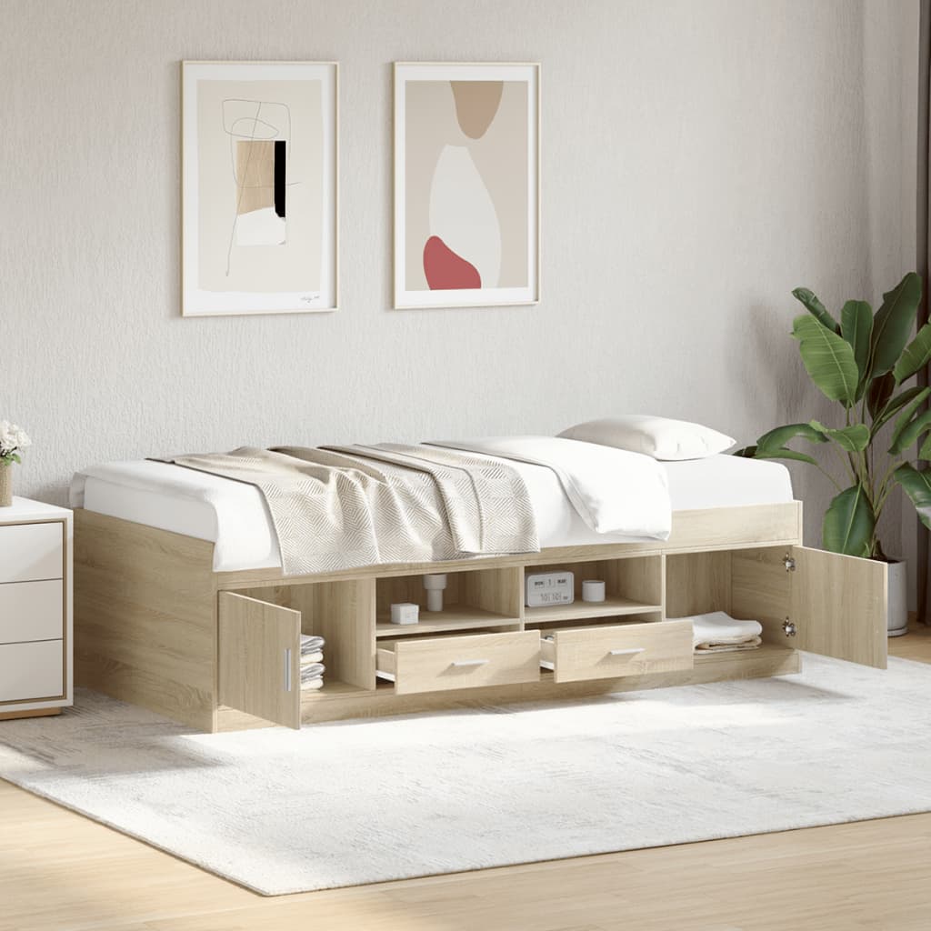 Daybed with Drawers without Mattress Sonoma Oak 90x200 cm - Bargainia.com - 