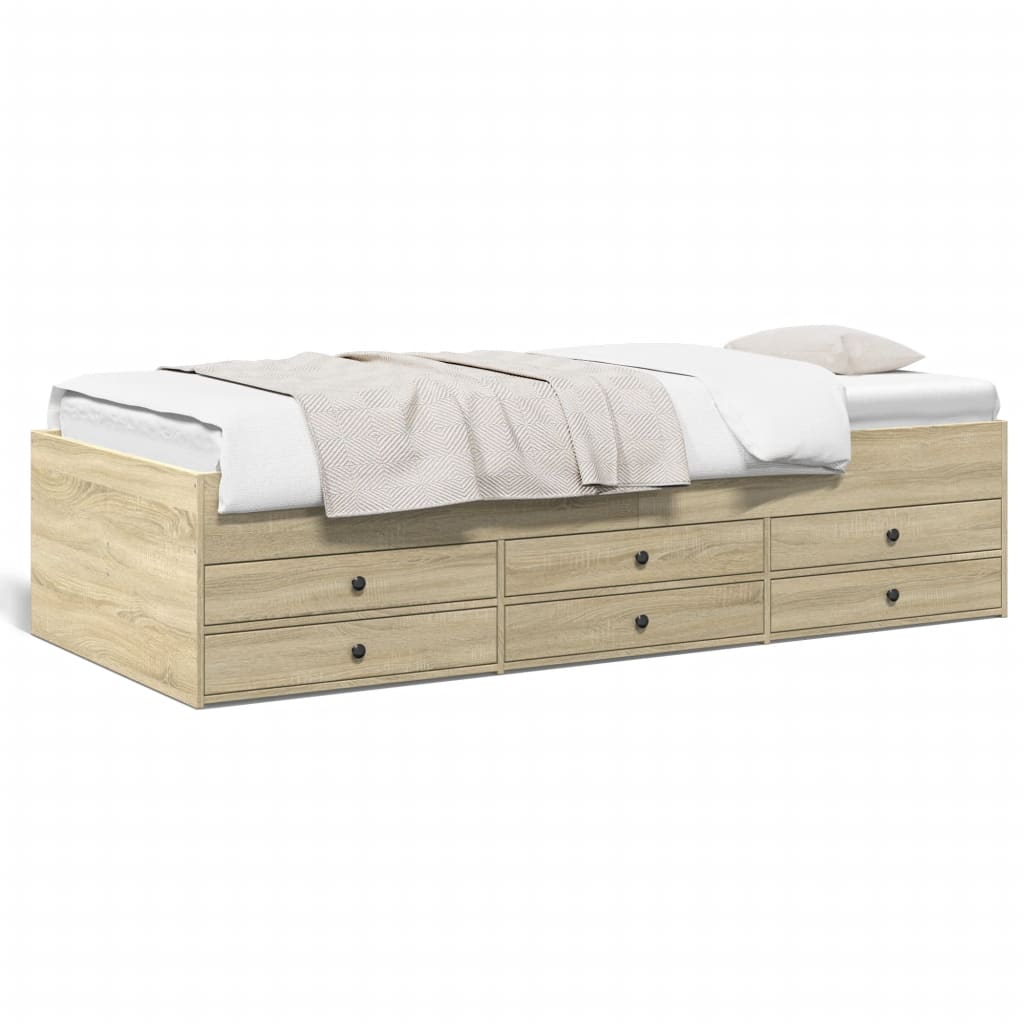 Daybed with Drawers without Mattress Sonoma Oak 90x200 cm - Bargainia.com - 