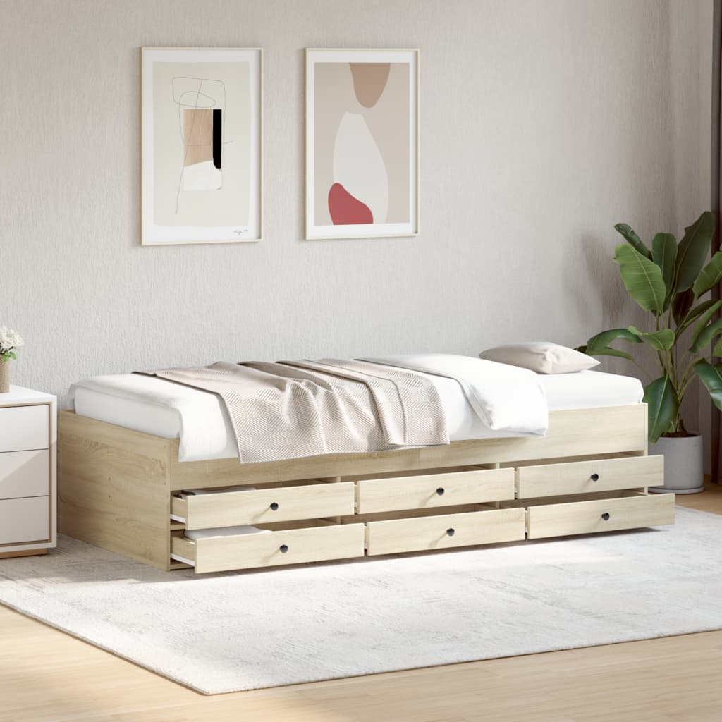 Daybed with Drawers without Mattress Sonoma Oak 90x200 cm - Bargainia.com - 