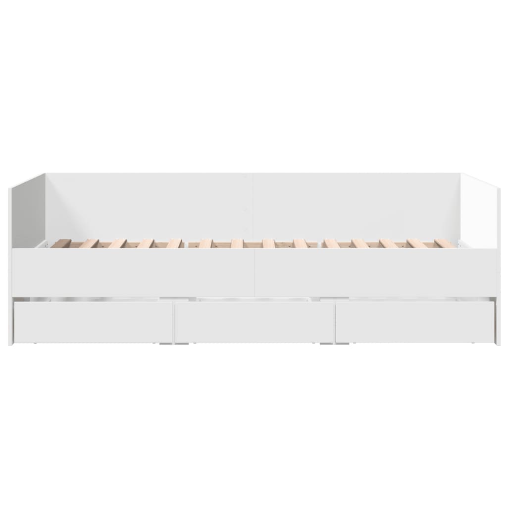 Daybed with Drawers without Mattress White 100x200 cm - Bargainia.com - 