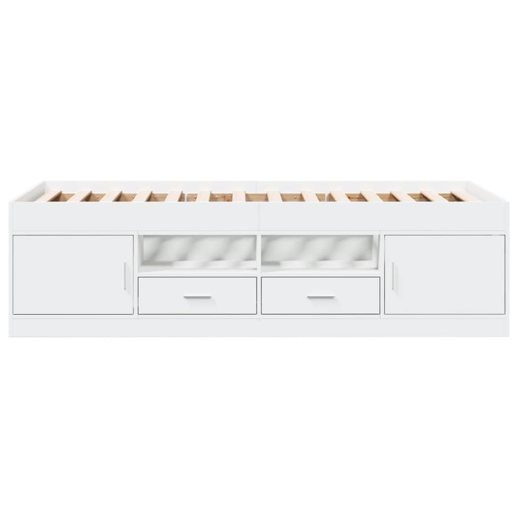 Daybed with Drawers without Mattress White 75x190 cm Small Single - Bargainia.com - 