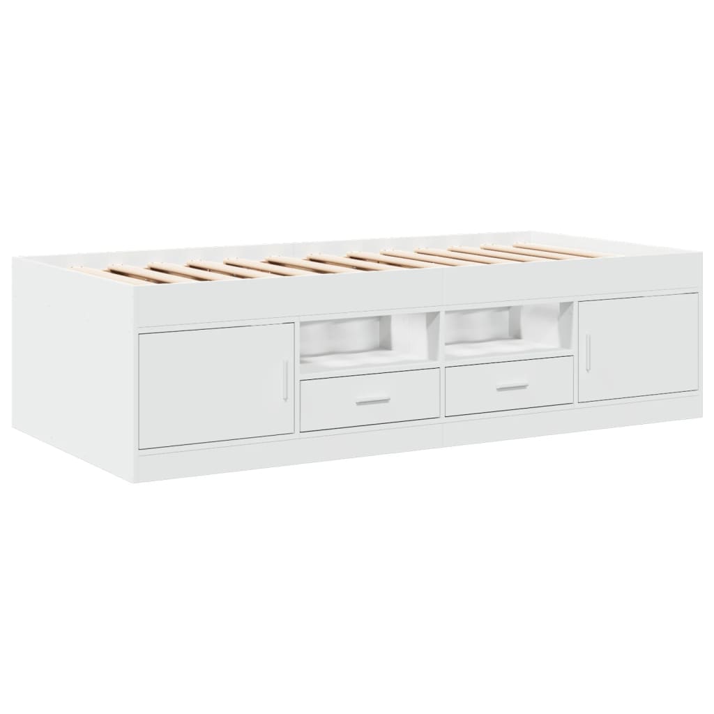 Daybed with Drawers without Mattress White 75x190 cm Small Single - Bargainia.com - 