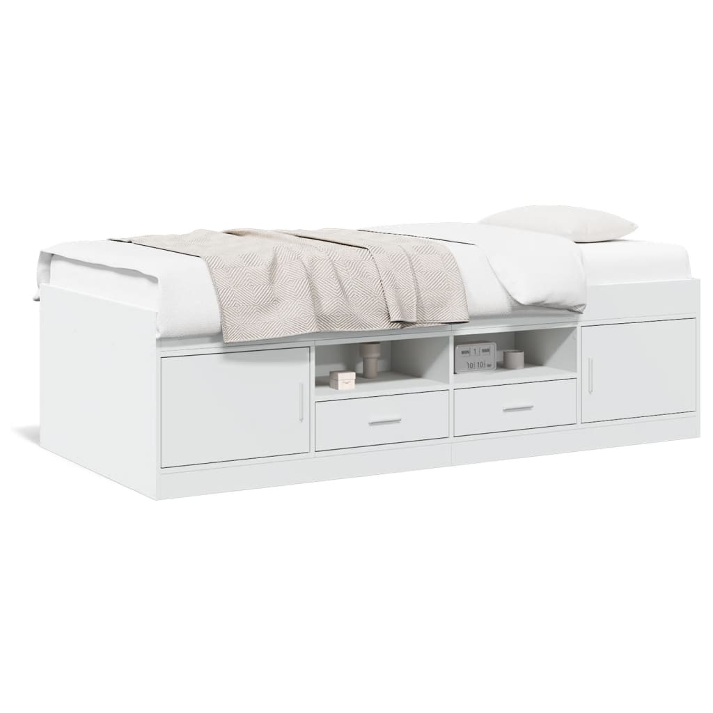 Daybed with Drawers without Mattress White 75x190 cm Small Single - Bargainia.com - 