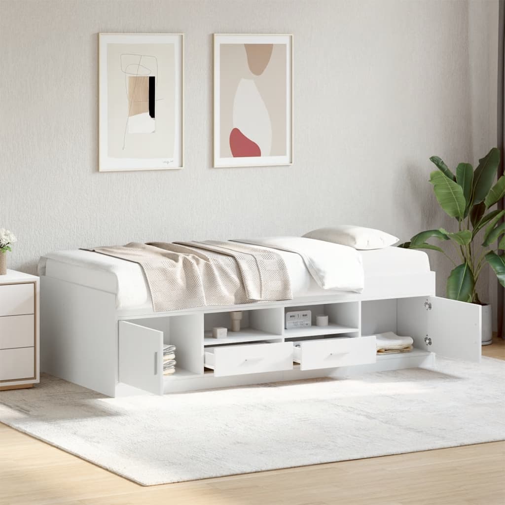 Daybed with Drawers without Mattress White 75x190 cm Small Single - Bargainia.com - 