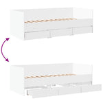 Daybed with Drawers without Mattress White 75x190 cm Small Single - Bargainia.com - 