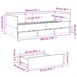 Daybed with Drawers without Mattress White 75x190 cm Small Single - Bargainia.com - 