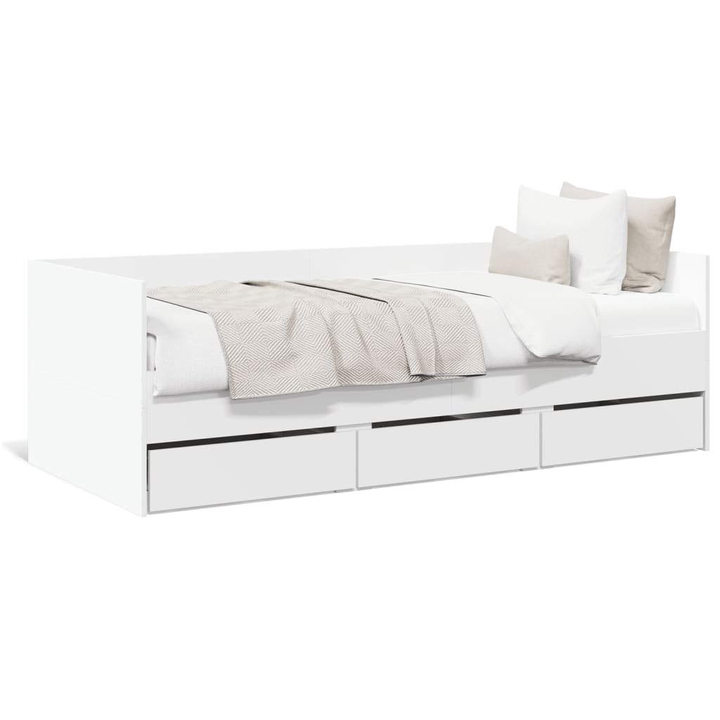 Daybed with Drawers without Mattress White 75x190 cm Small Single - Bargainia.com - 