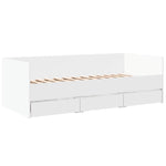 Daybed with Drawers without Mattress White 75x190 cm Small Single - Bargainia.com - 