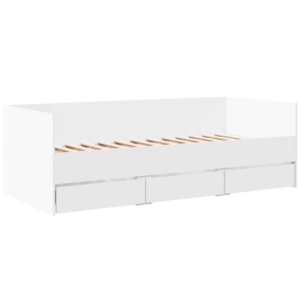 Daybed with Drawers without Mattress White 75x190 cm Small Single - Bargainia.com - 