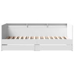 Daybed with Drawers without Mattress White 75x190 cm Small Single - Bargainia.com - 