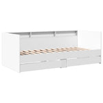 Daybed with Drawers without Mattress White 75x190 cm Small Single - Bargainia.com - 