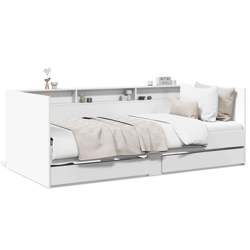 Daybed with Drawers without Mattress White 75x190 cm Small Single - Bargainia.com - 