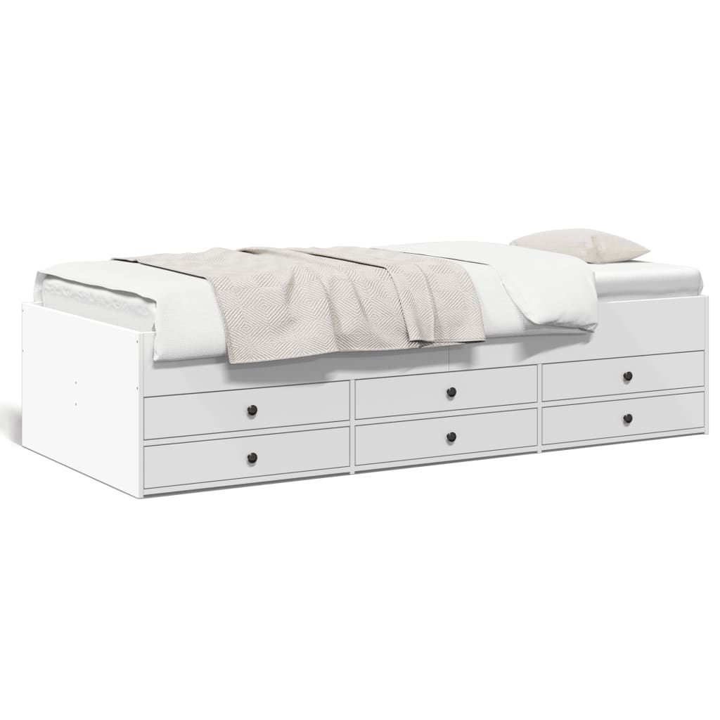 Daybed with Drawers without Mattress White 75x190 cm Small Single - Bargainia.com - 