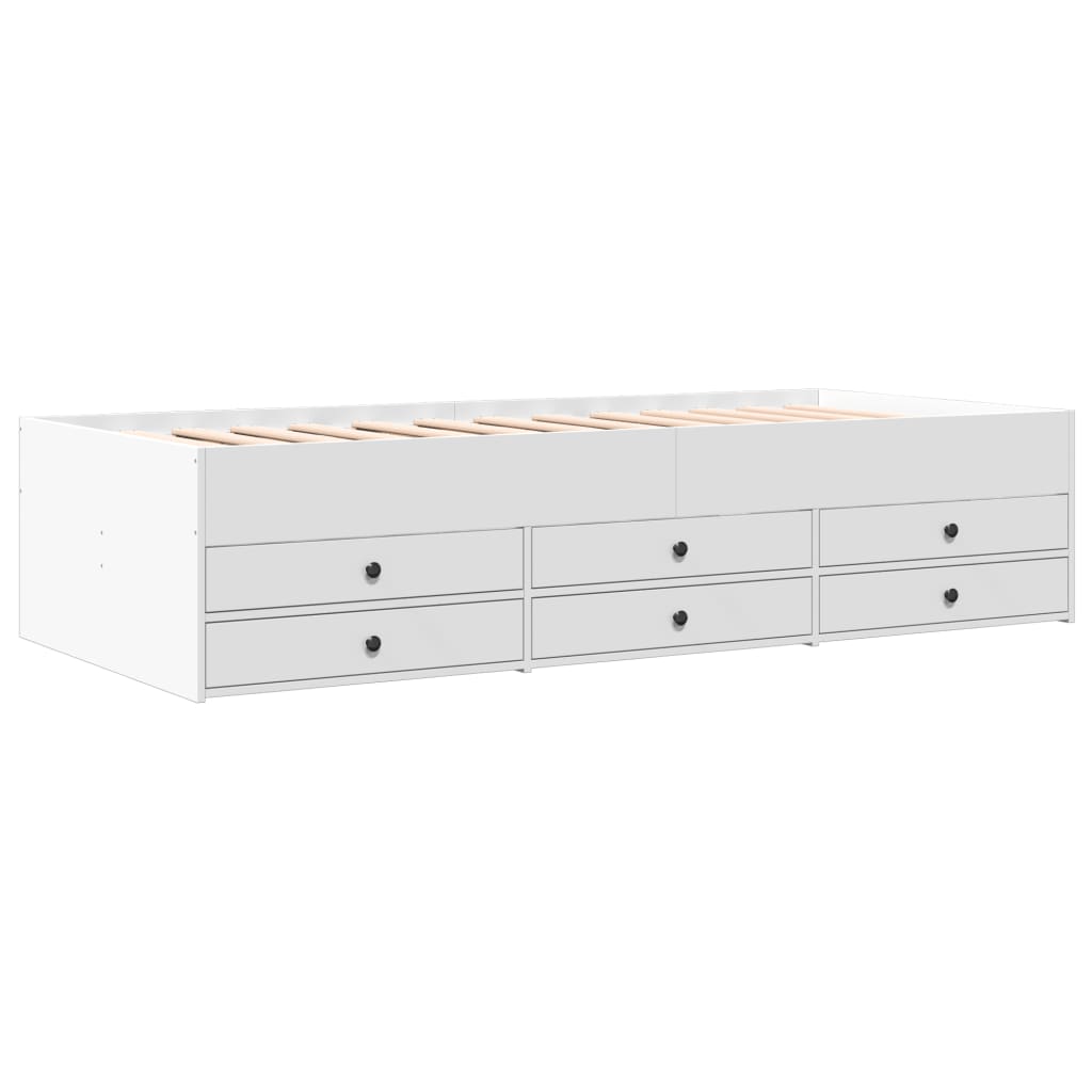 Daybed with Drawers without Mattress White 75x190 cm Small Single - Bargainia.com - 