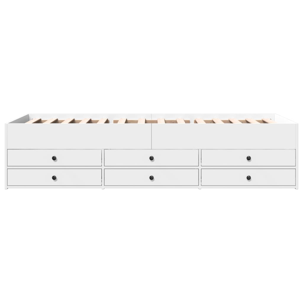 Daybed with Drawers without Mattress White 75x190 cm Small Single - Bargainia.com - 