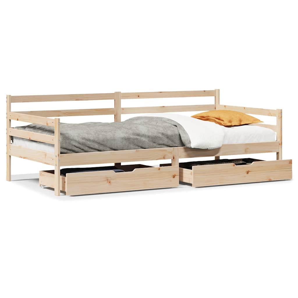 Daybed with Drawers without Mattress White 80x200 cm Solid Wood - Bargainia.com - 