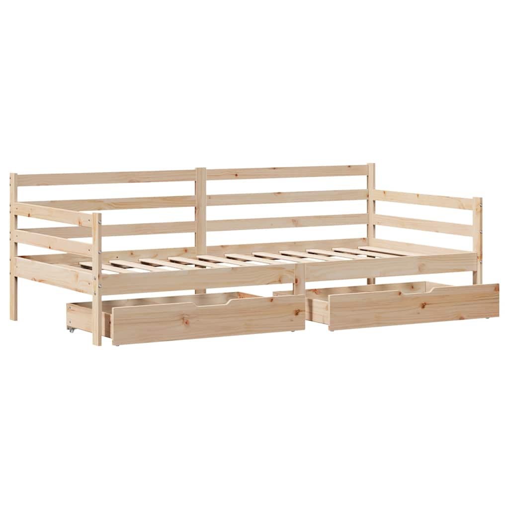 Daybed with Drawers without Mattress White 80x200 cm Solid Wood - Bargainia.com - 