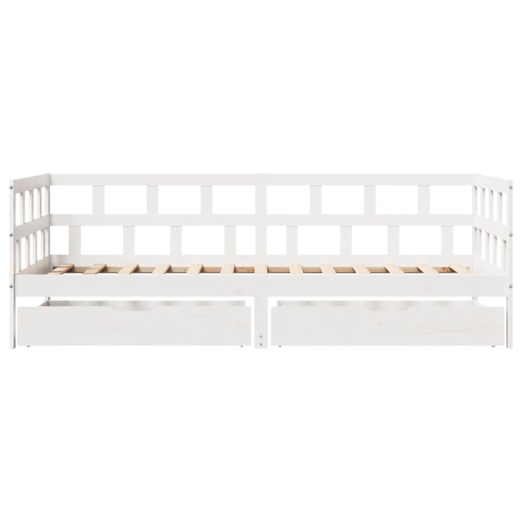 Daybed with Drawers without Mattress White 80x200 cm Solid Wood - Bargainia.com - 