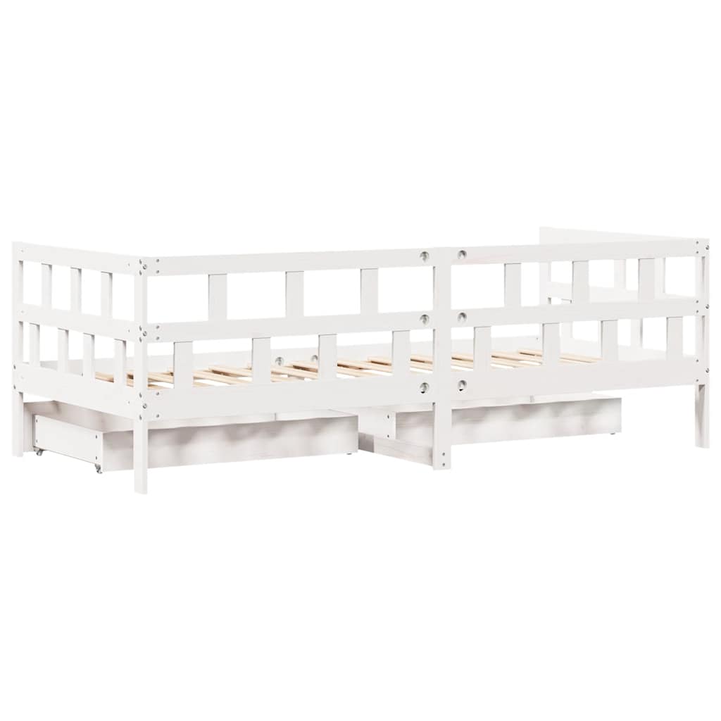 Daybed with Drawers without Mattress White 80x200 cm Solid Wood - Bargainia.com - 