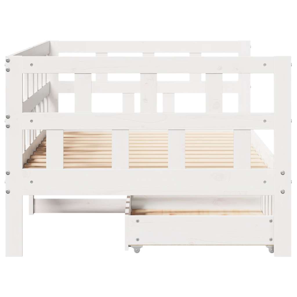 Daybed with Drawers without Mattress White 80x200 cm Solid Wood - Bargainia.com - 